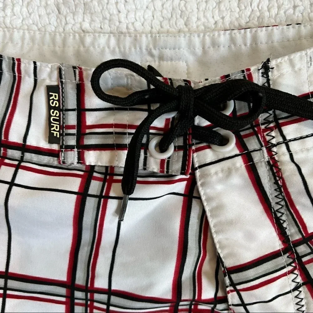 RS Surf Swim Trunks White/Red/Grey/Black Men’s Size 34